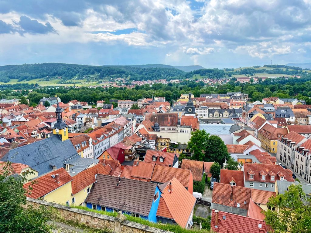 Blick auf Rudolstadt in der Vogelperspektive