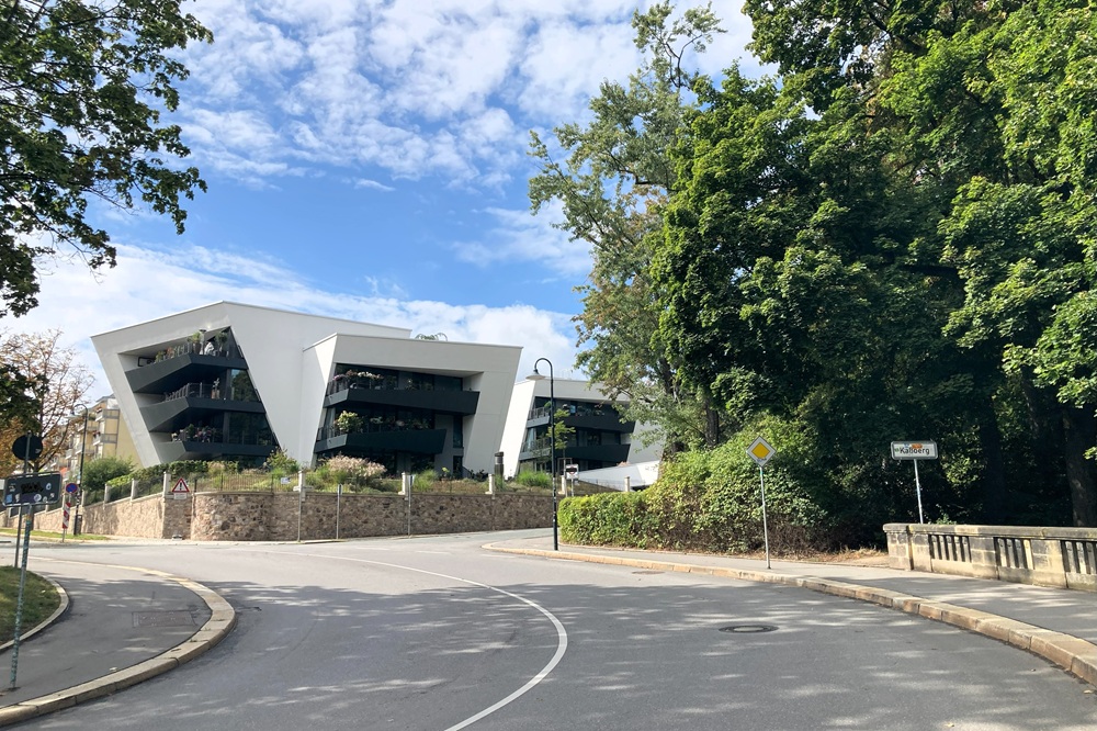 Ein Foto der sogenannten tanzenden Häuser in Chemnitz